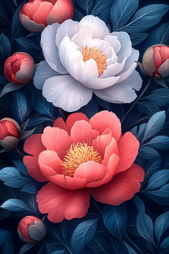 粉红牡丹矢量插画