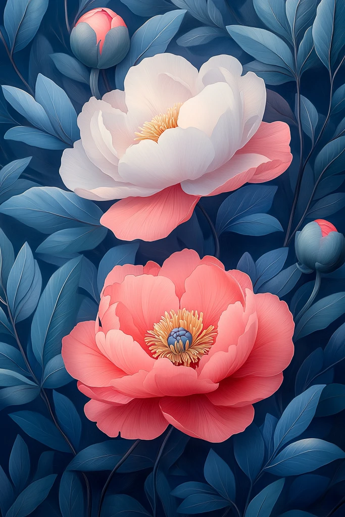 粉红牡丹矢量插画