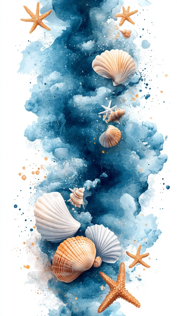 云朵贝壳星星背景