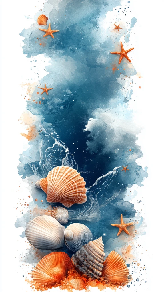 云朵贝壳星星背景