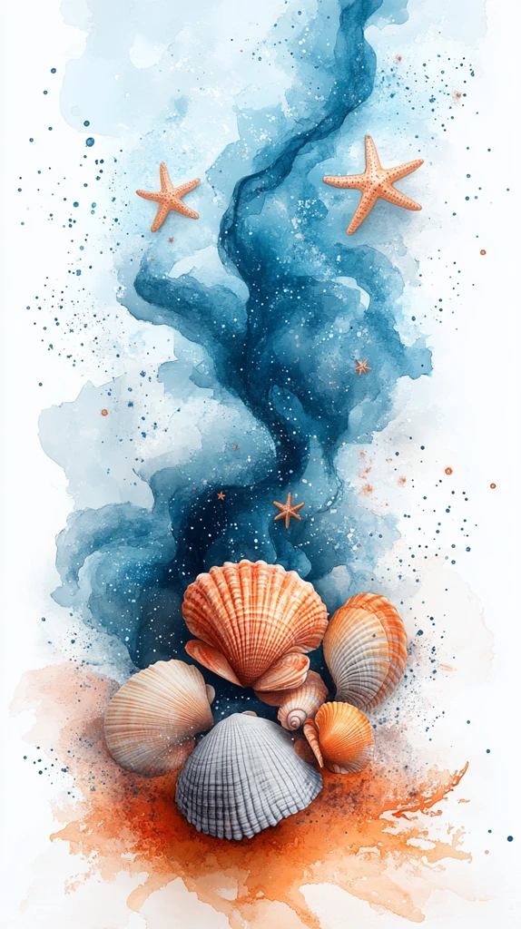 云朵贝壳星星背景