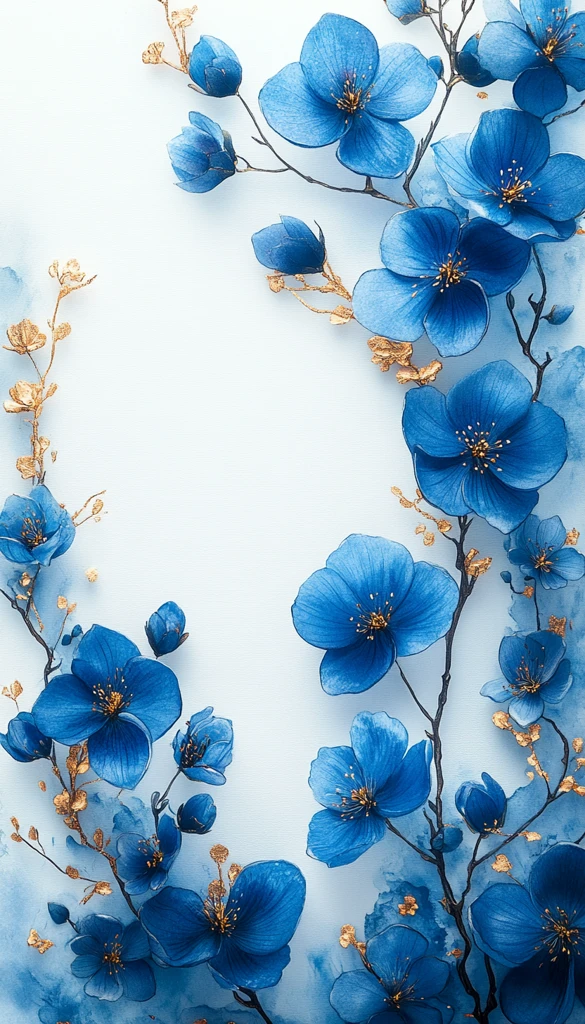 蓝莲花婚礼请柬框