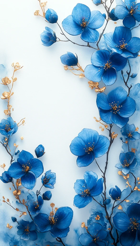 蓝莲花婚礼请柬框