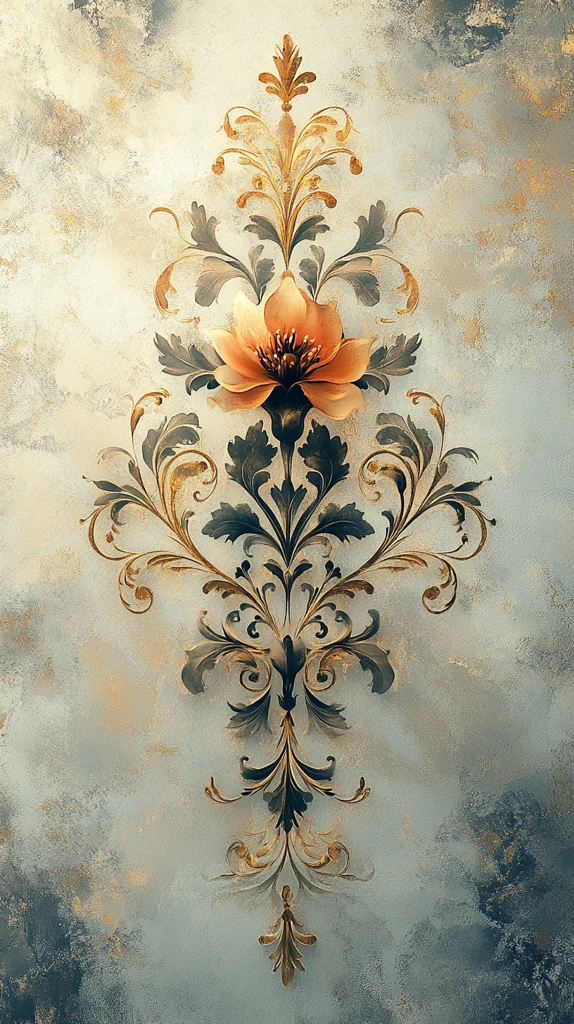 灰白渐变金纹背景