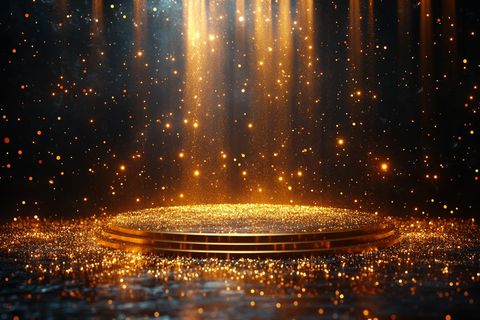 金色颁奖台灯光效果