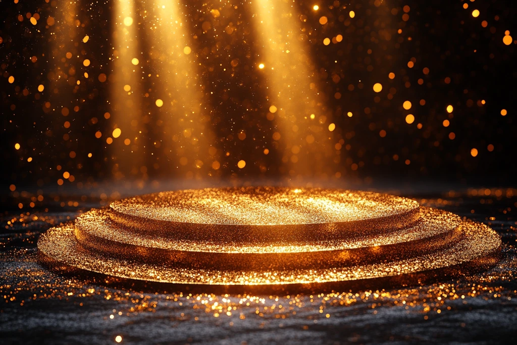 金色颁奖台灯光效果