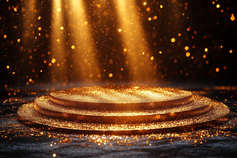 金色颁奖台灯光效果