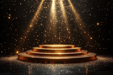 金色颁奖台灯光效果