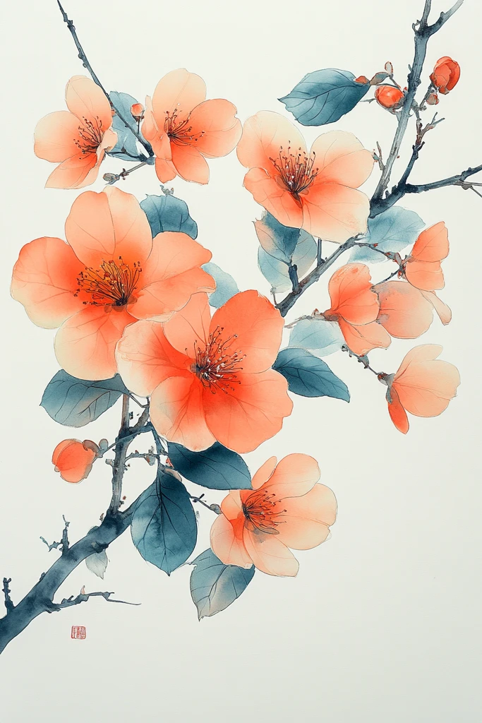 桂花墨绘祥云图