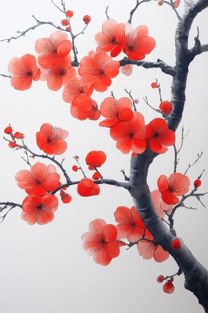 桂花墨绘祥云图