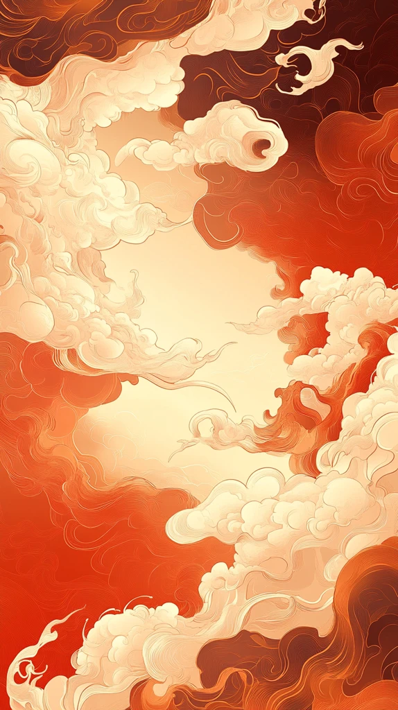 祥云红边中式背景