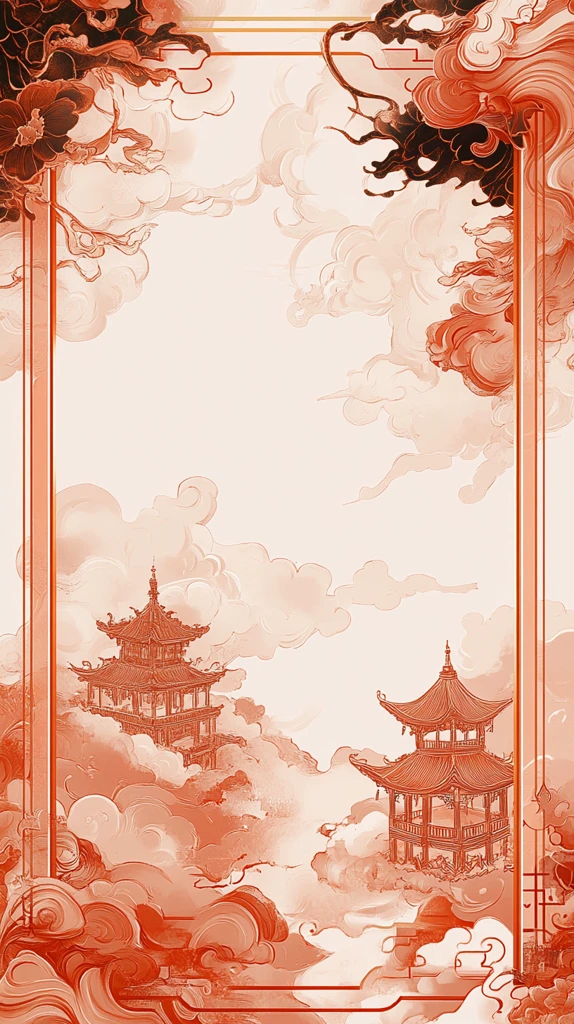 祥云红边中式背景