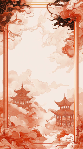 祥云红边中式背景