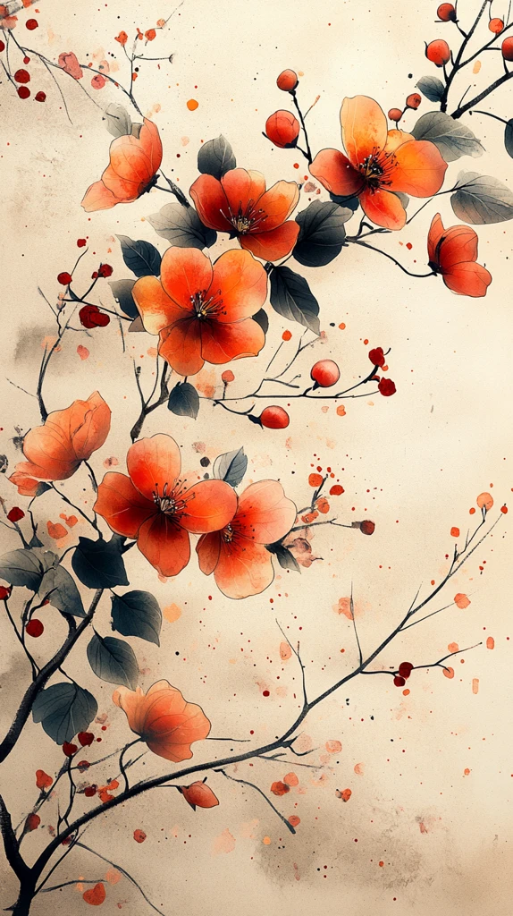 水彩花叶空白页