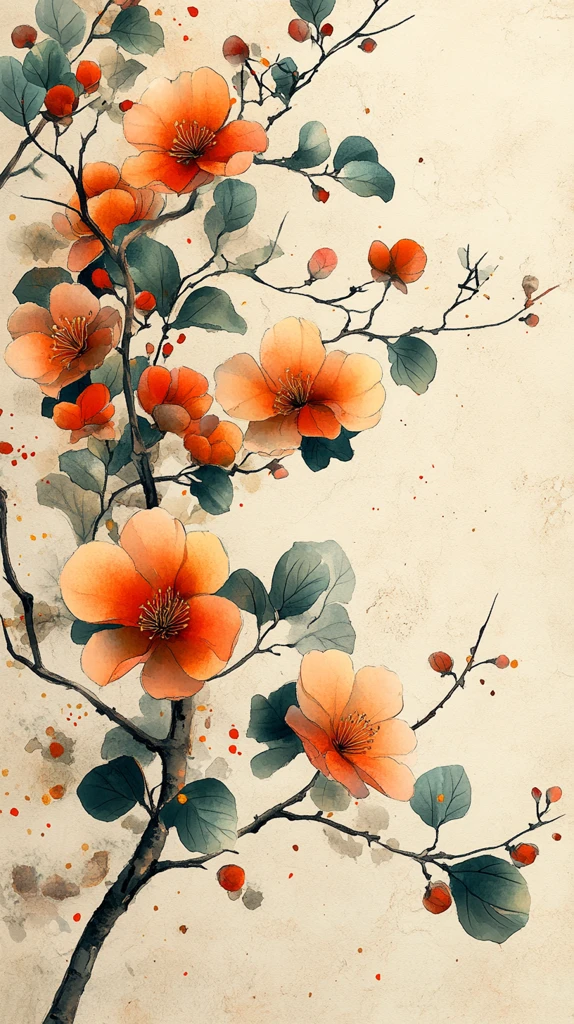 水彩花叶空白页