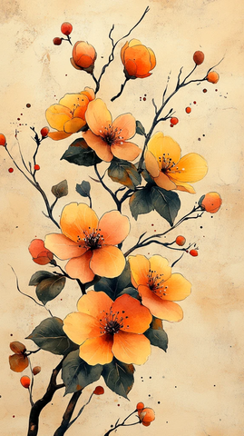 水彩花叶空白页