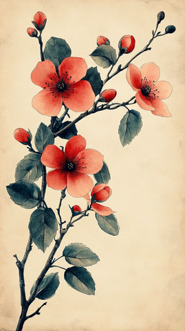 水彩花叶空白页