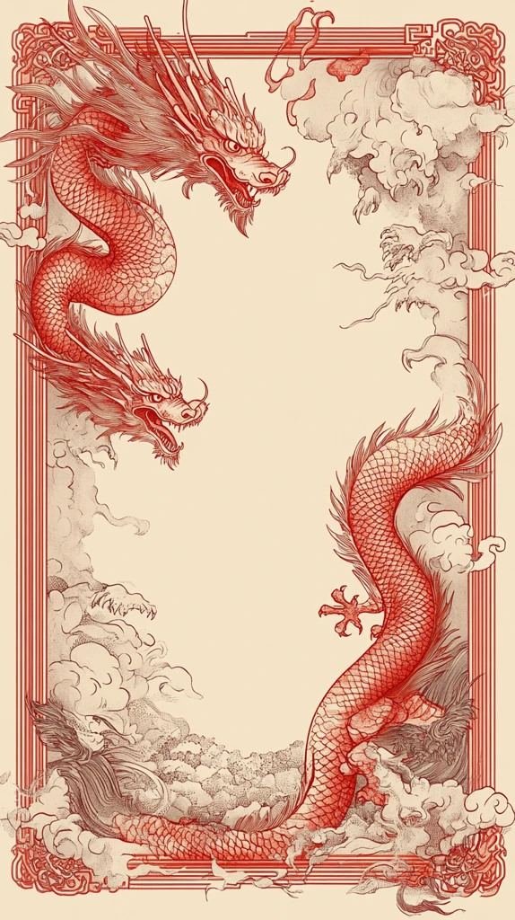 红色龙纹框架