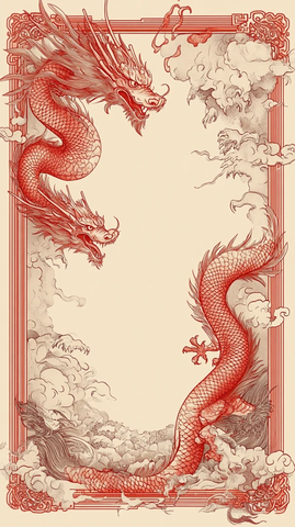 红色龙纹框架