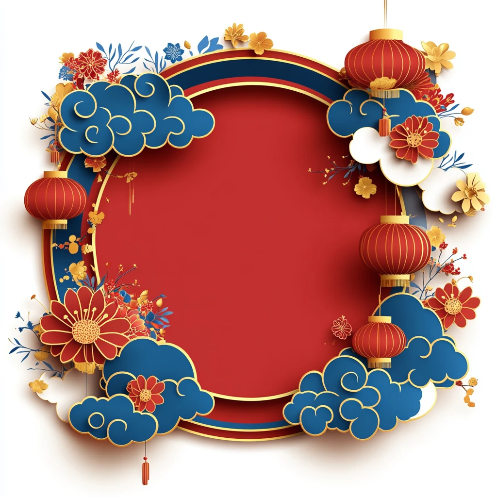 喜庆花灯剪纸图