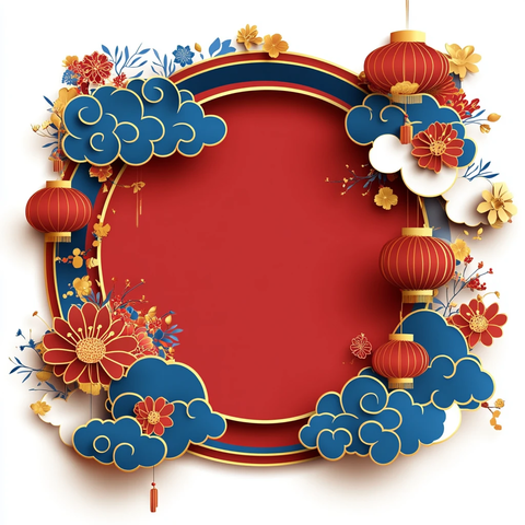 喜庆花灯剪纸图