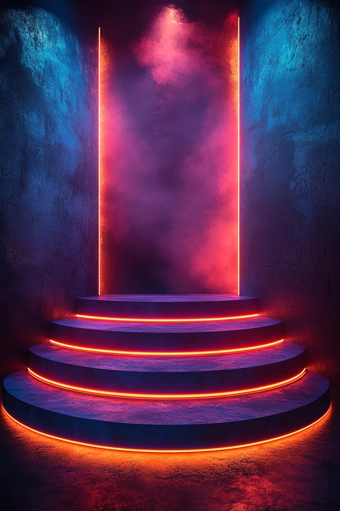 蓝渐变科幻圆形站台