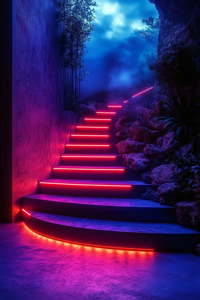 蓝渐变科幻圆形站台