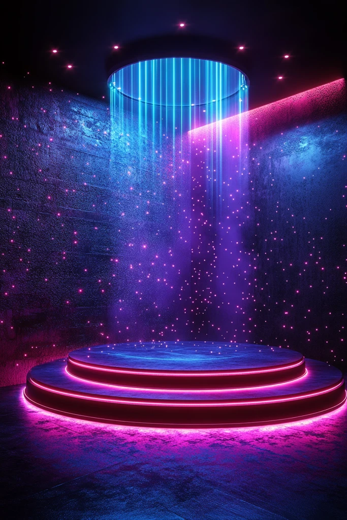 蓝渐变科幻圆形站台