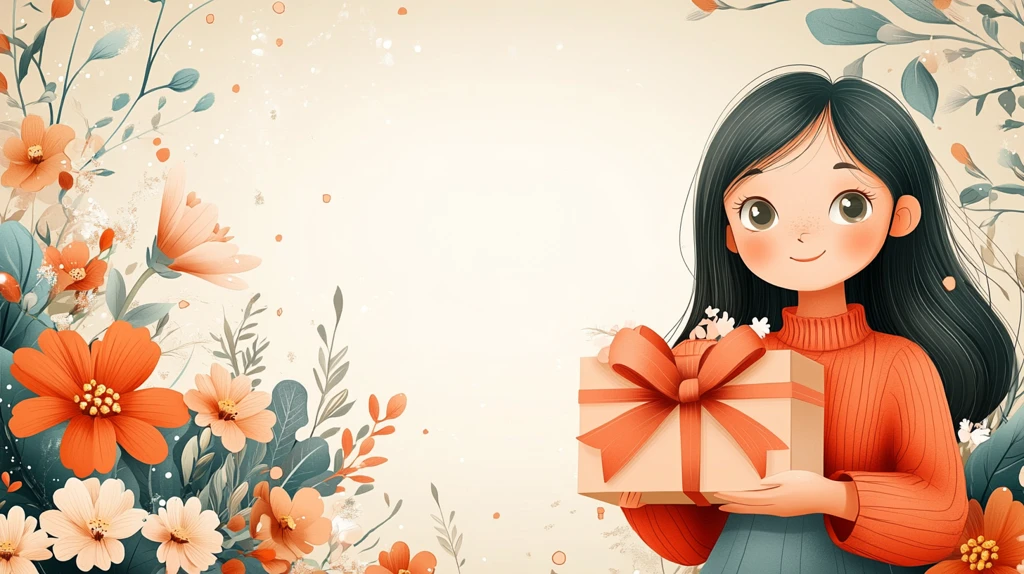 粉色缎带礼物插画