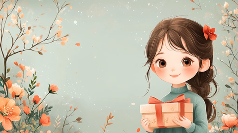 粉色缎带礼物插画