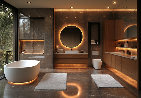 圆形镜面浴室
