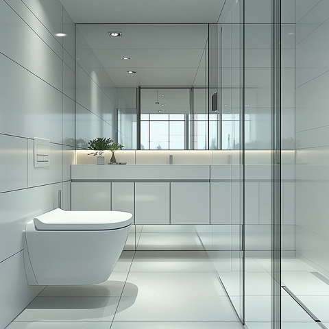 马桶与镜中倒影