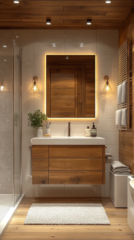 木质镜面浴室空间