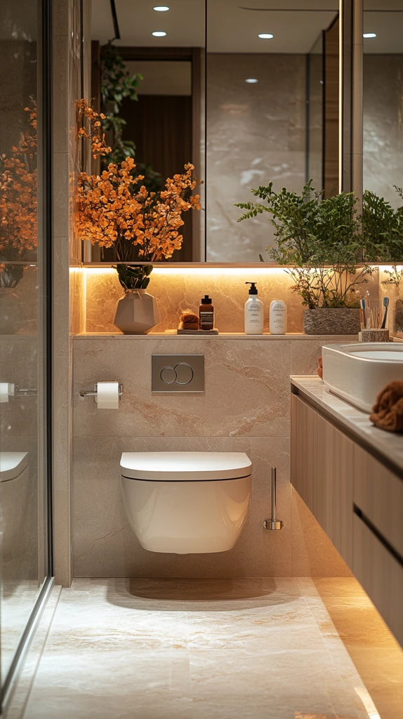 现代浴室与智能马桶