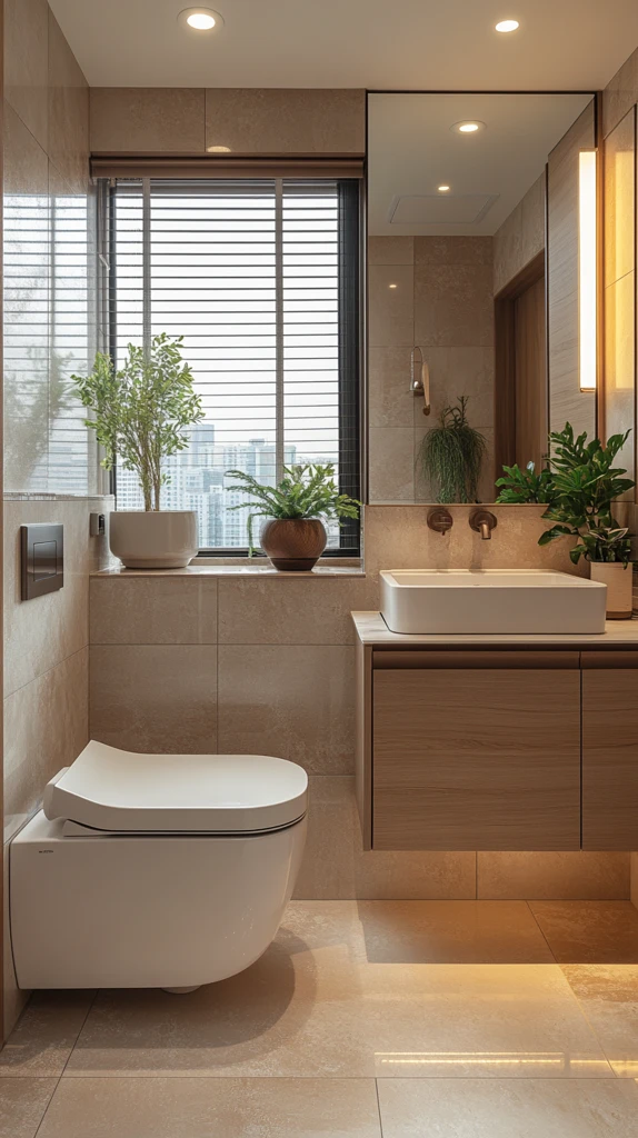 现代浴室与智能马桶