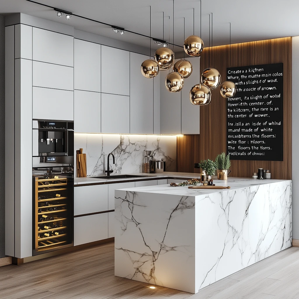 白色奶油金色厨房