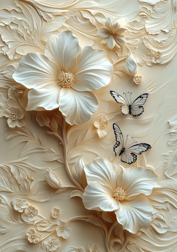 奶油花蝴蝶翼壁饰