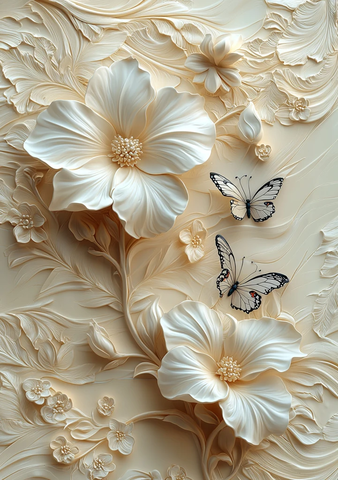 奶油花蝴蝶翼壁饰