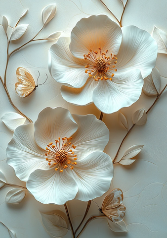 奶油花蝴蝶翼壁饰