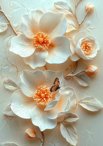奶油花蝴蝶翼壁饰