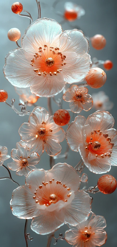 白色粉色玻璃花