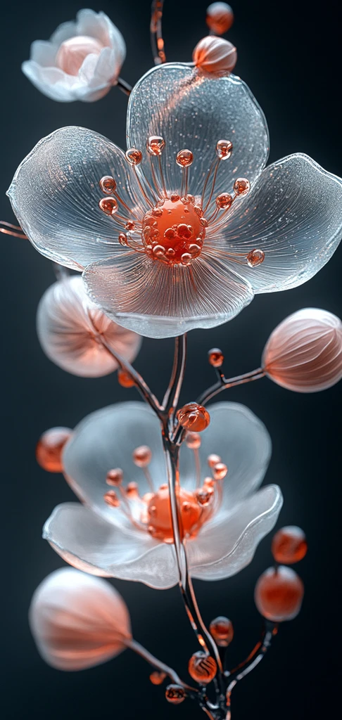 白色粉色玻璃花