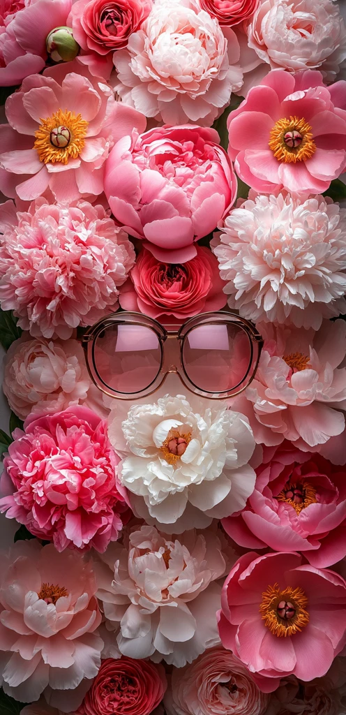 粉色芍药盛开图