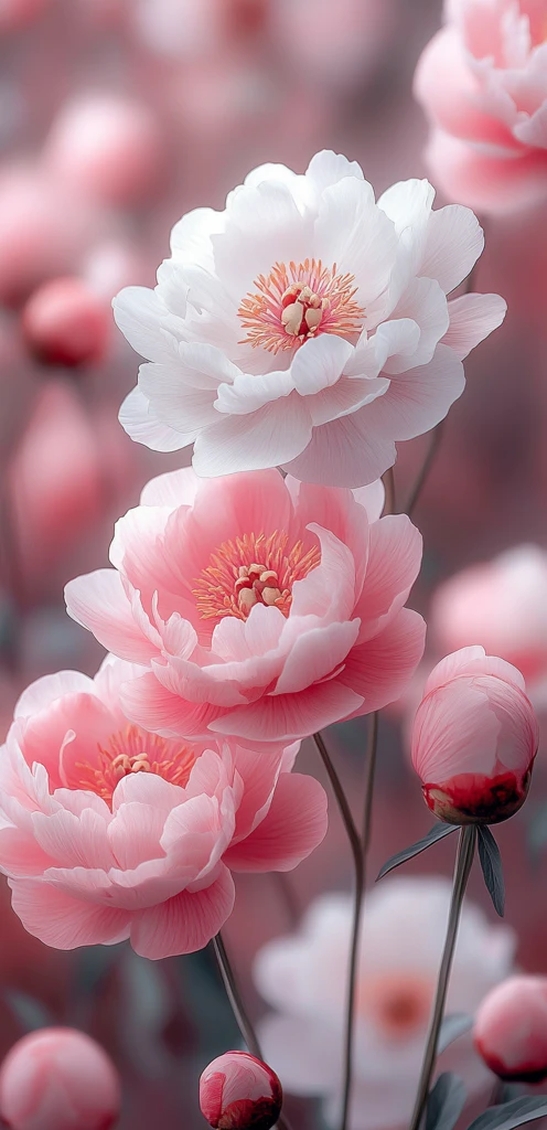 粉色芍药盛开图