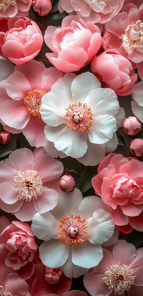 粉色芍药盛开图