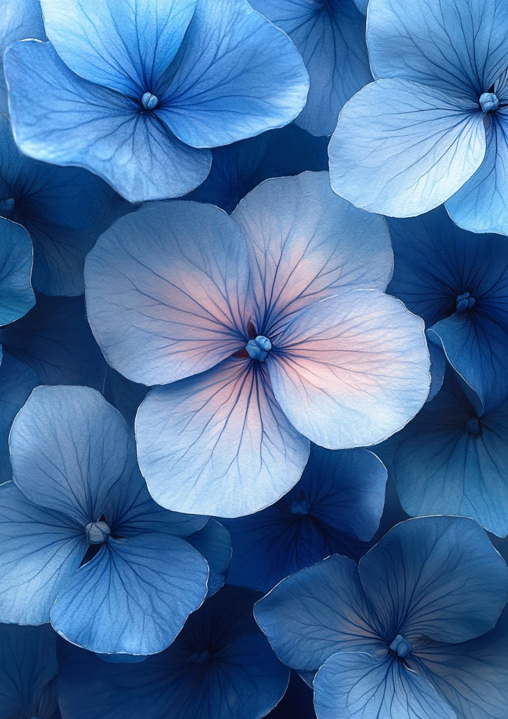 蓝水彩花瓣