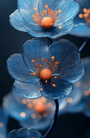 蓝金花树脂图案