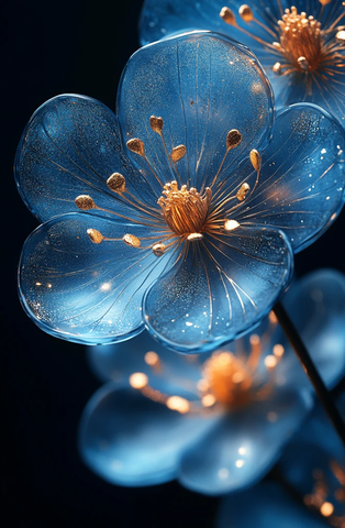 蓝金花树脂图案
