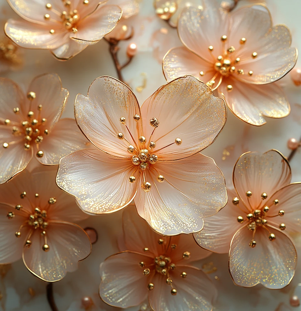 樱花金粉大理石壁画