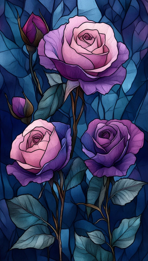 玫瑰花园线条图案